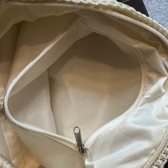 Croft & Barrow Tote Bag Womens Cream Brown Newport Crochet Knit Shoulder Bag - Picture 4 of 8